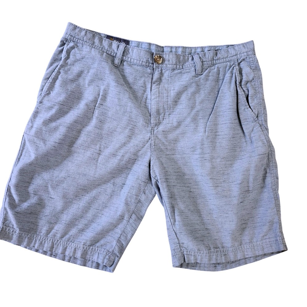 Wallin & Bros Chino Shorts Mens 36 Blue Slub Texture Cotton Blend Casual Preppy